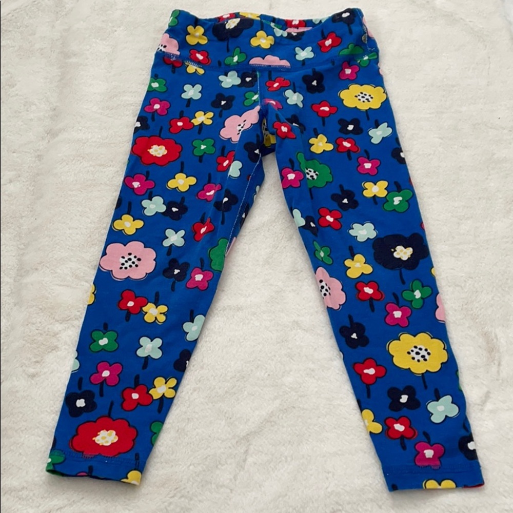 Hanna Andersson Blue Flower Leggings size 90 (3T)